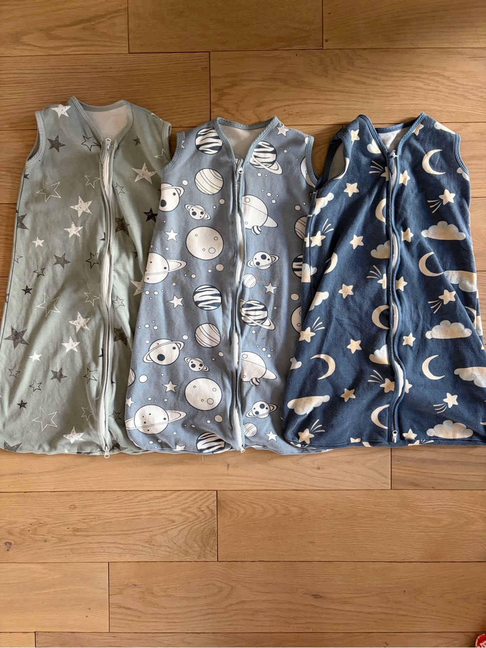 Kids Sleeveless Sleep Sacks - Blue and Light Blue Star & Space Designs